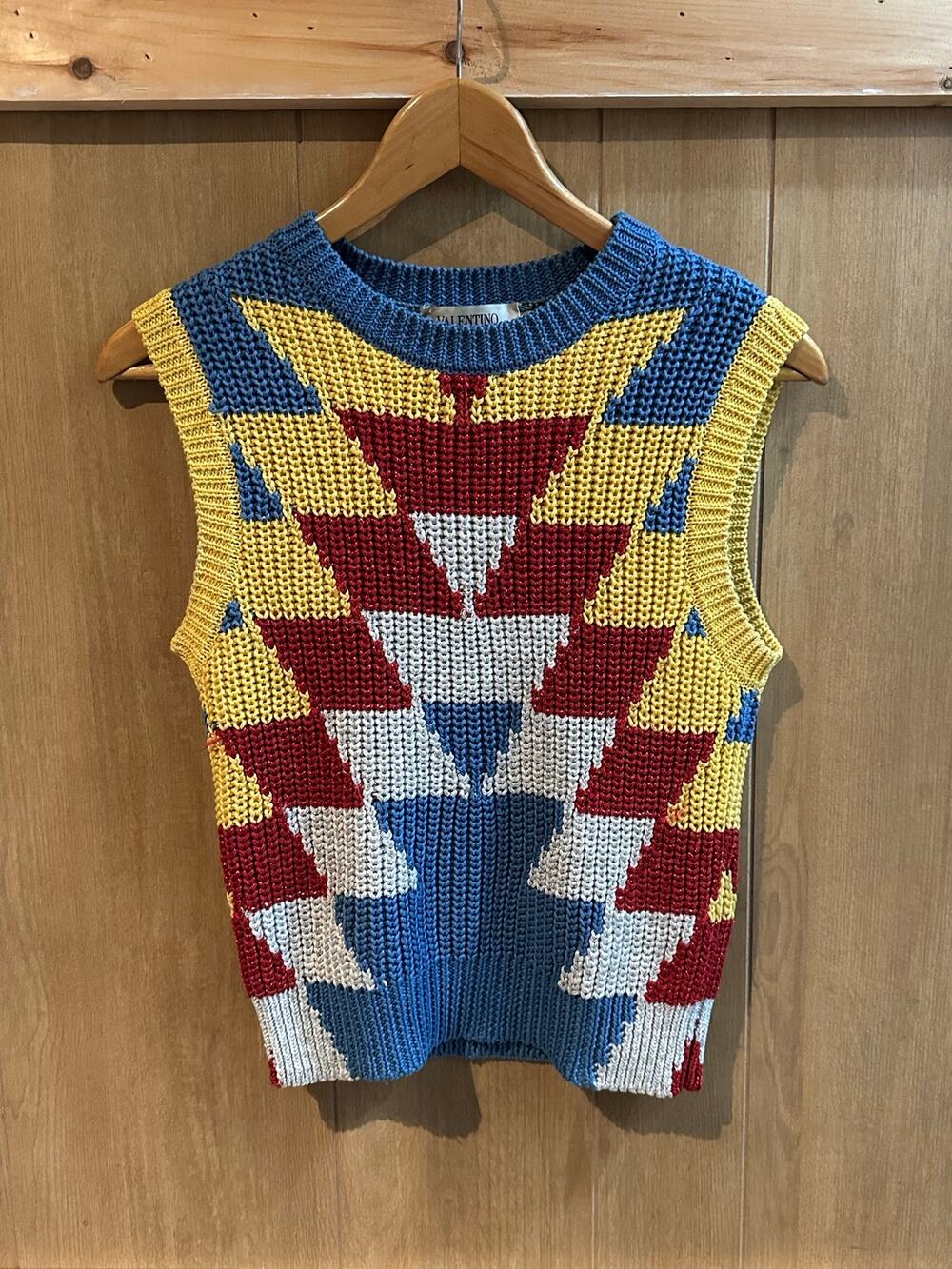 Valentino - VTG geometric intarsia sweater vest / Small